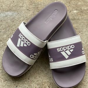 Women’s Adidas slides.